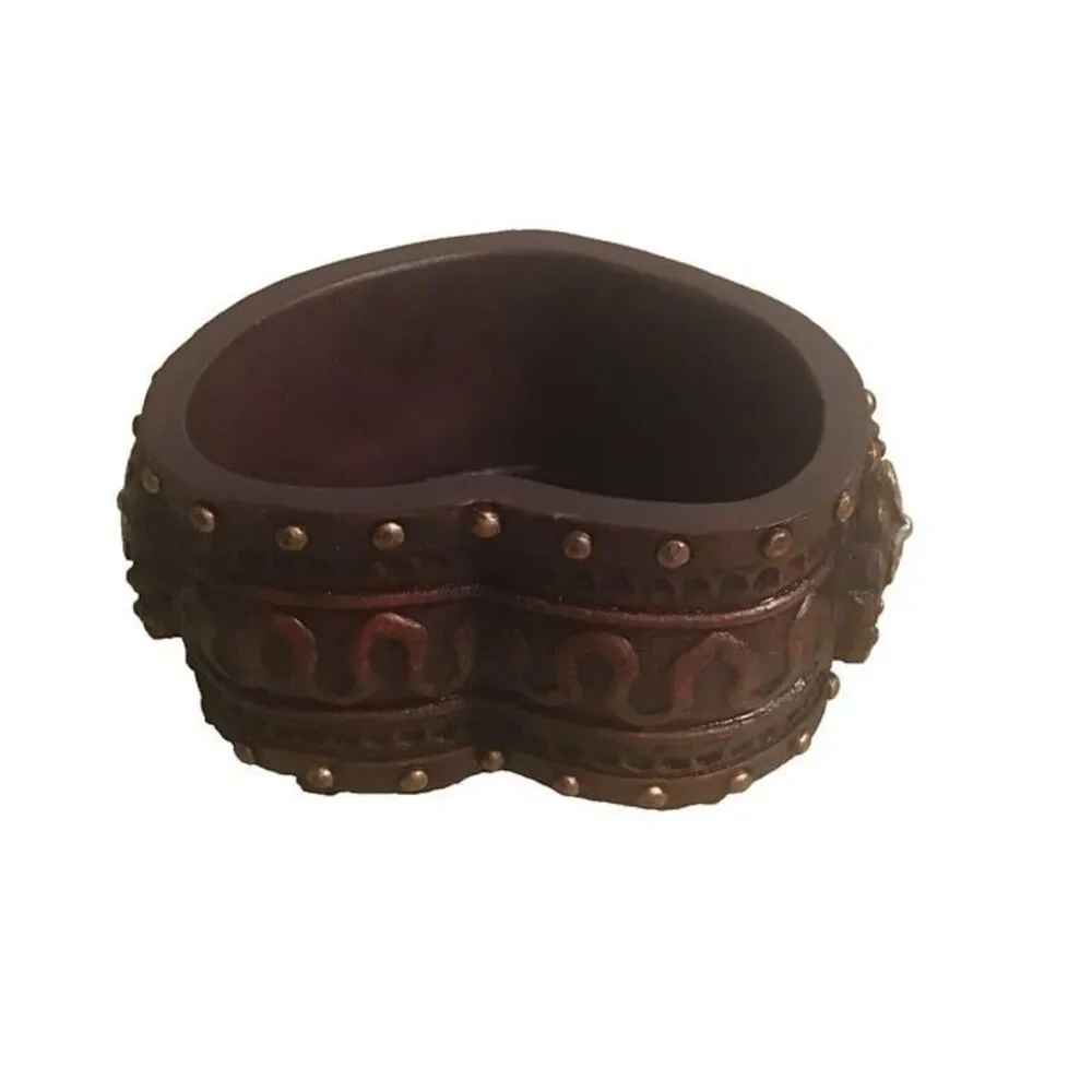 Vintage Gothic Heart Trinket Box Studded Brown Resin Decorative Jewelry Dish